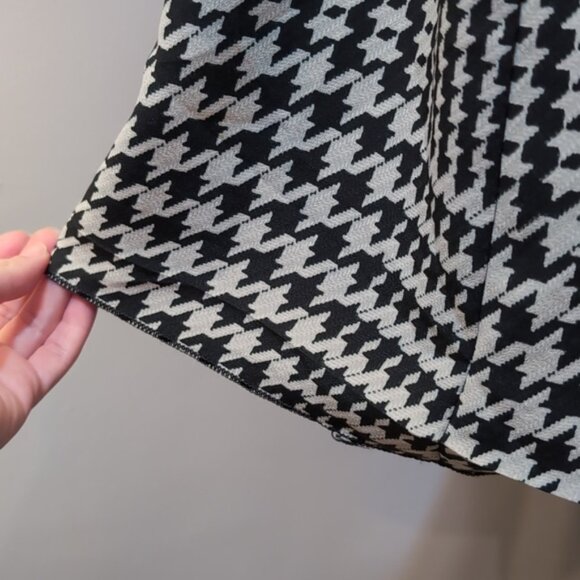 Vintage Houndstooth Overcoat Trench Duster Jacket Open Front Mid Length 80s 90s - Picture 8 of 13